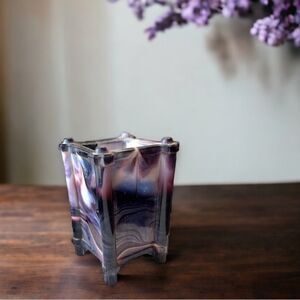 Antique Victorian Sowerby #1223 Purple Malachite Slag Glass Spill Vase